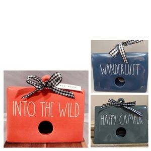 NEW Rae Dunn Happy Camper, Into The Wild & Wanderlust Tent Camp Style Birdhouses